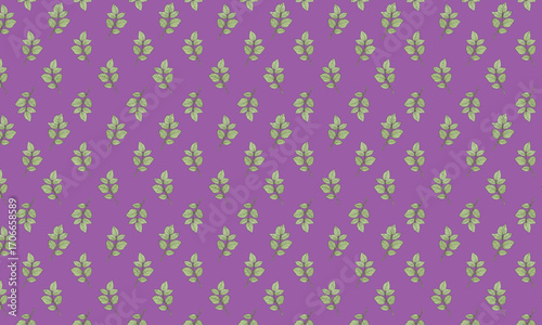 Whimsical pattern of miniature figurines on vibrant purple background for creative projects.