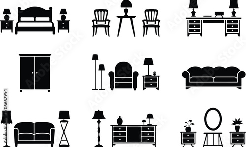 Collection of Black and White Furniture Icons