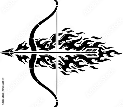 
bow and arrow stencil icon vector illustration