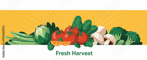 Featuring a fresh harvest of colorful vegetables arranged in a simple yet appealing design, this image communicates the joy of wholesome eating and the beauty of nature's bounty.