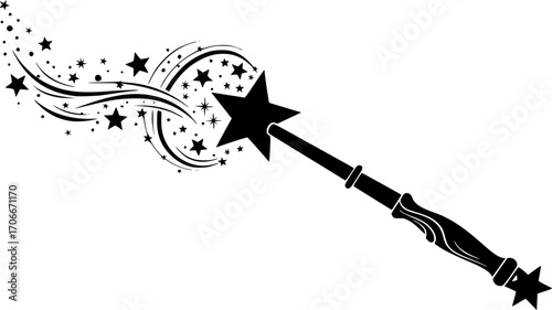 magic wand silhouette ,Magician, wizard, spell vector icons