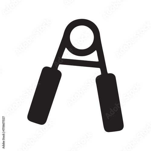 Hand grip strengthener glyph icon. Fitness equipment for strength training and forearm exercise. Black vector silhouette.