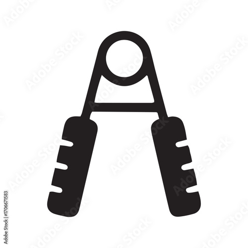 Hand grip strengthener glyph icon. Fitness equipment for strength training and forearm exercise. Black vector silhouette.
