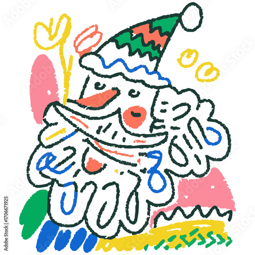 ポップで可愛いサンタの手書き風イラスト素材