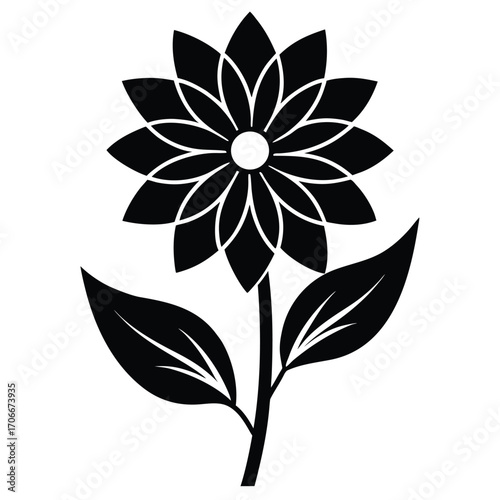 eco friendly flower with green leaves isolated on white background