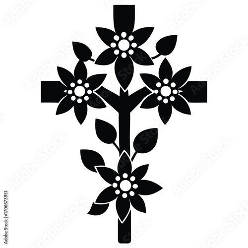 easter flower cross composition isolated on white background