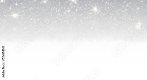 Ethereal White Sparkle Dreamscape: A Luminous Gradient Background with Scattered Starbursts and Glittering Light Points for Digital Designs and Festive Celebrations!