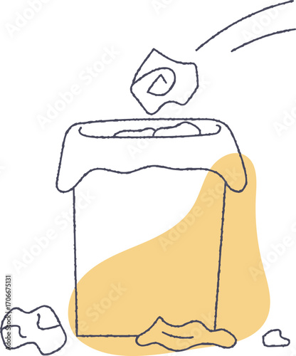 ゴミで一杯になっているゴミ箱