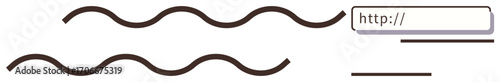 Web URL entry with flowing horizontal lines representing internet connectivity, communication, and networking. Ideal for technology, websites, digital connection, online tools, innovation, outreach
