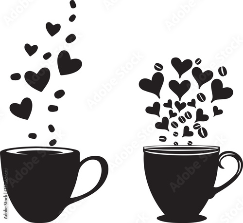 Coffee love heart design illustration vector graphic coffee beans cafe drink art cup