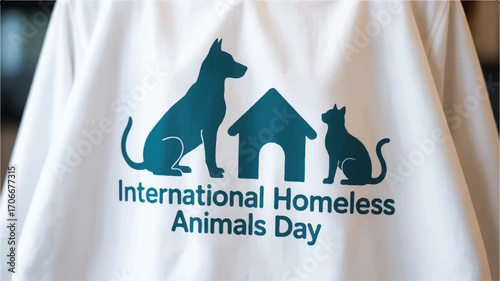 Promoting Awareness A Close-Up of the 'International Homeless Animals Day' Logo on a White Garment
