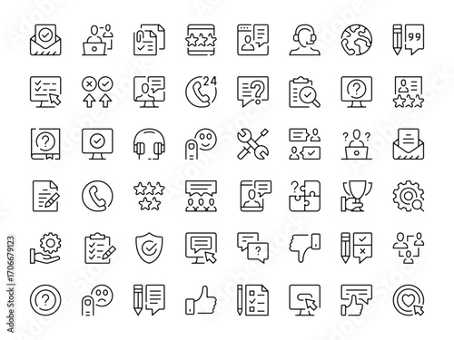 Customer service icon set. Vector line icons collection. Outline symbols. Modern design