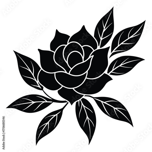 golden floral line art isolated on white background