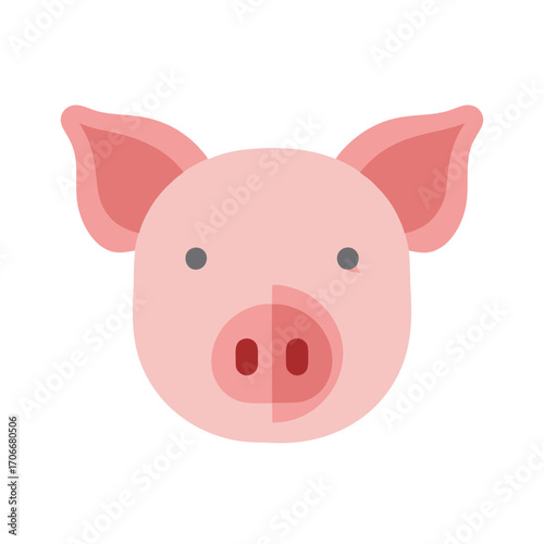 Pig Icon Cute Pink Piglet Face SVG Vector Illustration