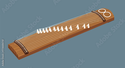 Traditional japanese koto musical instrument illustration offering a glimpse into japanese musical heritage and artistry and cultural richness