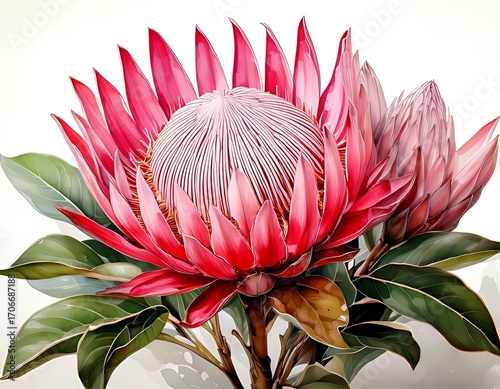 Vibrant, detailed king protea flower
