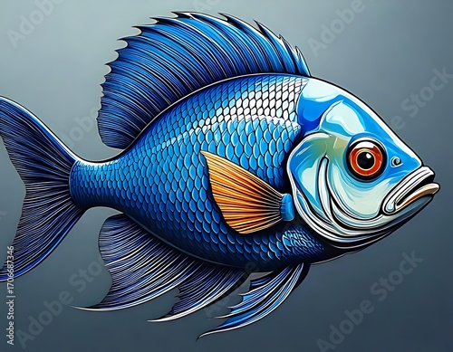 Vibrant digital illustration of a colorful fish
