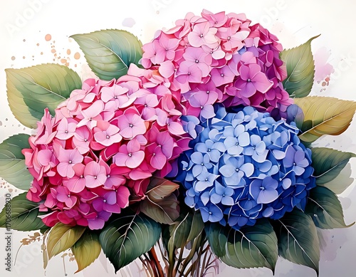 Vibrant floral bouquet of hydrangeas