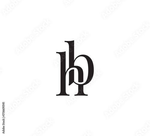Elegant Serif Monogram Logo with Overlapping Initial Letters – Vintage and Modern Branding Design hb
