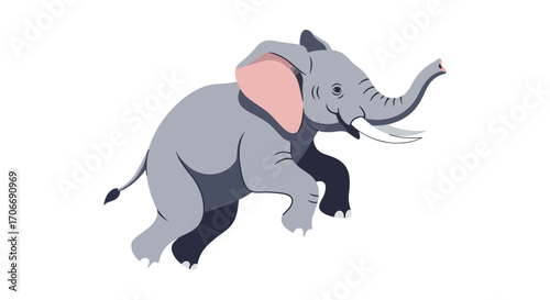 Stylized elephant illustration: An imaginative depiction of african fauna in a minimalist design style, perfect for kid-friendly content and
