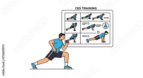 Illustrative representation showcasing a fitness routine emphasizing correct posture and movement sequences for effective results