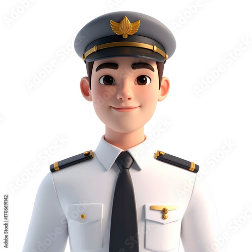 Pilot man wearing white uniform