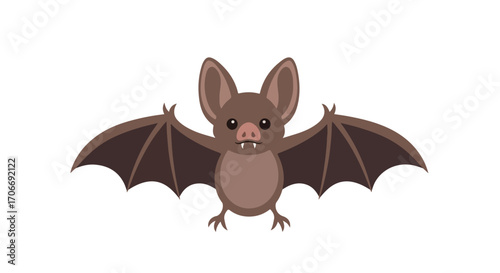 Whimsical cartoon bat with spread wings isolated on a clean white background art created digitally offering adorable halloween vibes