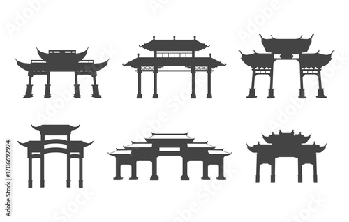 Chinese gate svg, Chinese gate silhouette, Chinese gate vector, Asian gate svg, Asian gate silhouette, Chinese gate bundle.