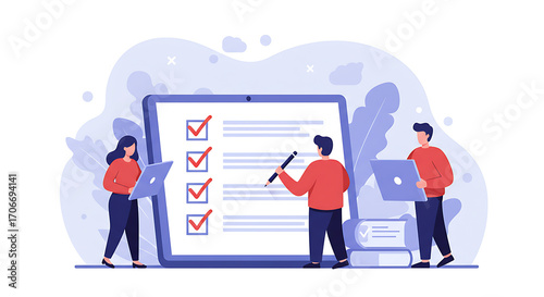 Team Project Management Checklist Illustration
