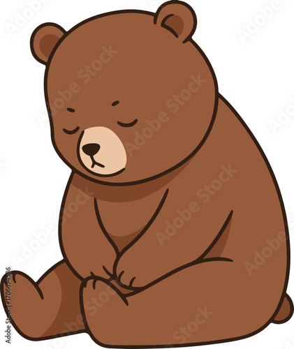 A bear sitting and dozing off