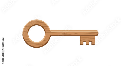 Wooden Key Icon, Depicting Security, Solutions, and Unlock Potential in a Digital Design Element for Versatile Applications