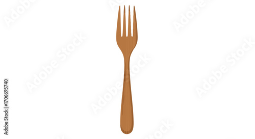 Wooden fork on a white background, capturing the rustic charm and simplicity of sustainable kitchenware, showcasing a clean and minimalist aesthetic