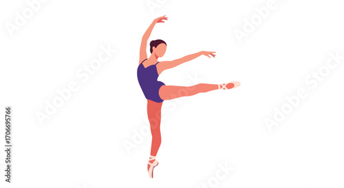 Elegant ballerina executing arabesque pose gracefully against a crisp white backdrop perfect for dance posters 74 characters