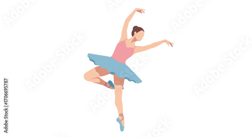 Graceful silhouette of ballerina in classic pose, emphasizing artistry and elegance in dance, a symbol of rhythm, poise, and dedication portraying