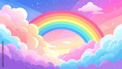 Abstract kawaii Colorful Sky rainbow background. Soft gradient pastel Comic graphic.