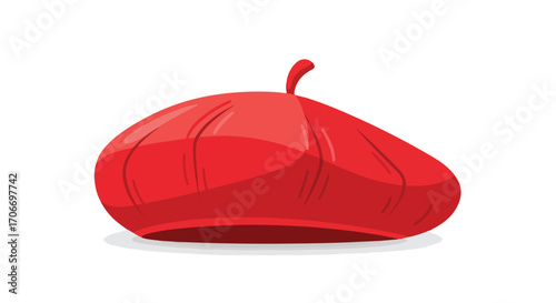 Vibrant scarlet beret illustration embodying artistic flair and parisian style for creative projects and fashion design visual narratives