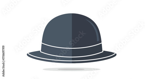 Stylized bowler hat illustration on white background, a timeless fashion headwear graphic element for stylish design projects