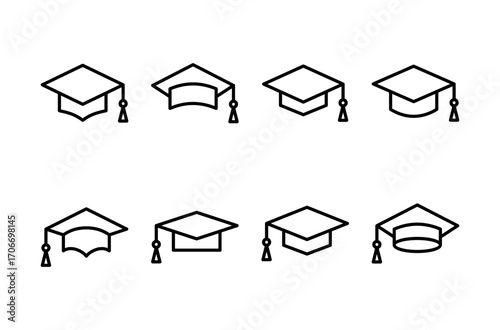 Education icon logo design. Graduation cap sign and symbol. Graduate. Students cap