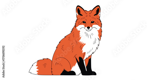 Stylized fox illustration with orange fur and a white chest, perfect for children's books or nature-themed designs