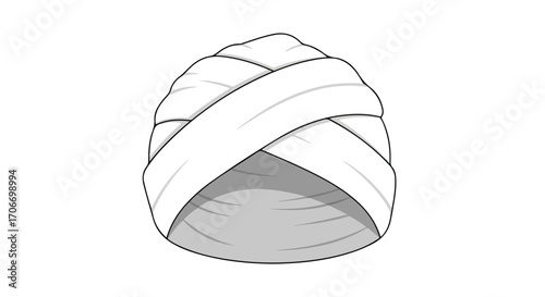 Elegant representation of a white fabric head covering, embodying tradition and cultural identity with simple artistic representation