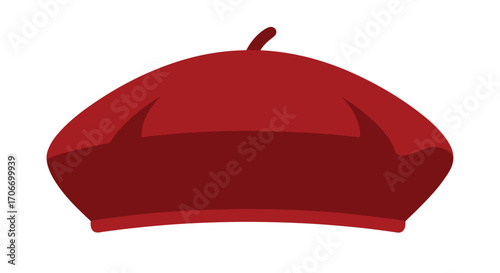 Stylish crimson beret illustration a timeless fashion statement for cultural flair and artistic elegance adding a touch of sophistication to any
