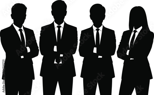Business professionals standing with arms crossed silhouette