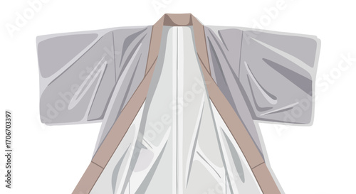 Illustration of a traditional japanese kimono garment, a cultural symbol of elegance and sophistication with smooth transitions and subtle shading
