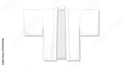 Isolated pristine white kimono illustration portraying japanese cultural tradition with soft shadowing for artistic depth and clarity