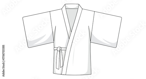 Elegant simplicity: An artistic rendering of a traditional white kimono illustration apparel