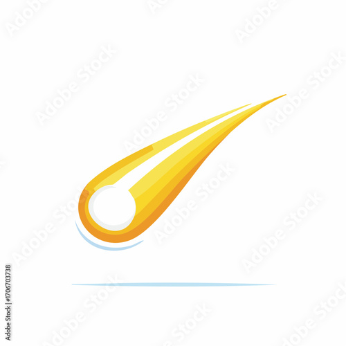 Depiction of a Fiery Celestial Body in Flight, Isolated Against a Pristine Backdrop