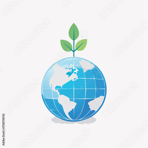 Global sustainability concept symbolizing environmental protection and ecological harmony in a minimalist design