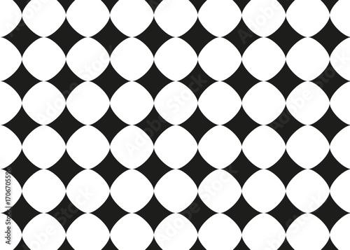 Harlequin rhombus seamless pattern. Classic argyle diamond lozenge texture with joker and Venetian carnival style. Black and white geometric background for fabric, wallpaper, and decoration.