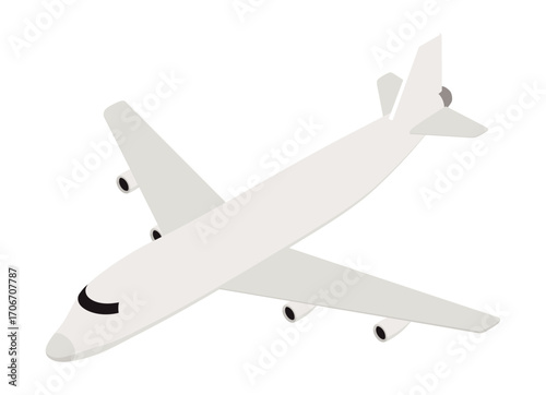 Isometric illustration of a white commercial airplane on plain background
白色の旅客機のアイソメトリックイラスト
