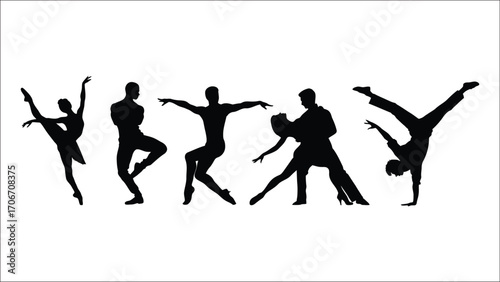 Dynamic Silhouettes Captivating Display of Human Movement and Rhythmic Expression Showcasing Various Forms of Dance and Acrobatics